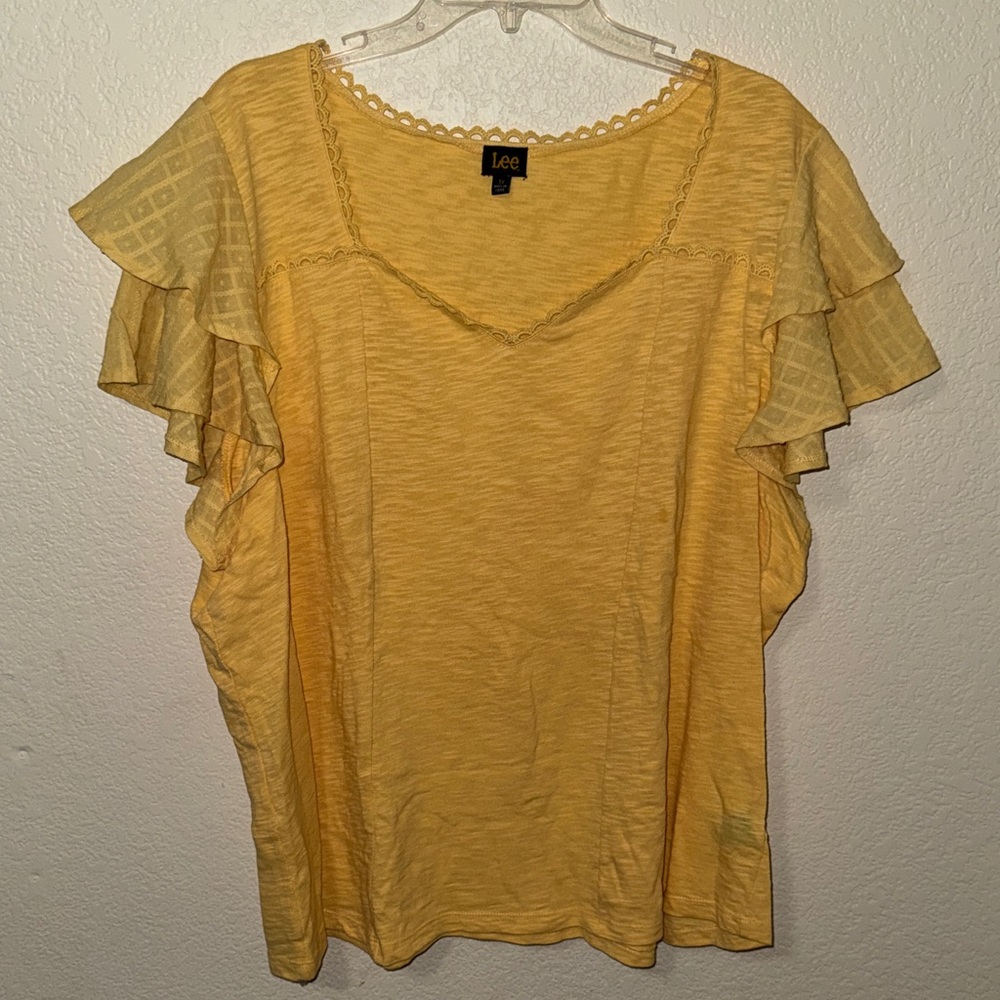 Women’s Lee Yellow Ruffle Sleeve Top